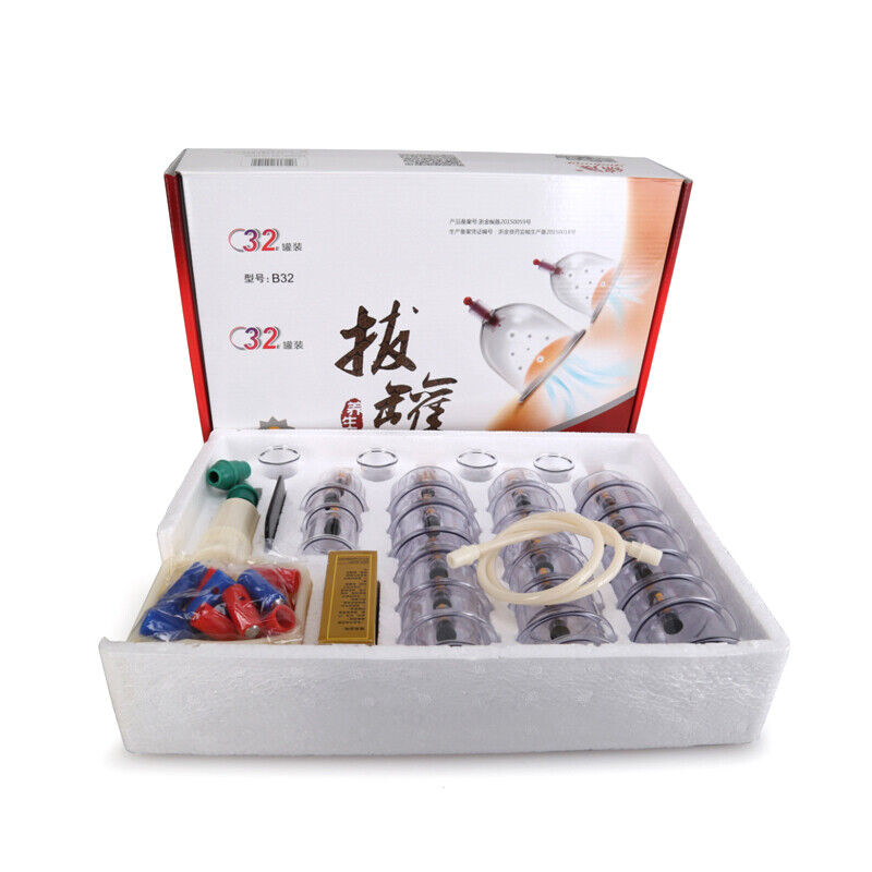 32 Cups Set Vacuum Cupping Chinese Medical Body Healthy Suction Therapy Massage
