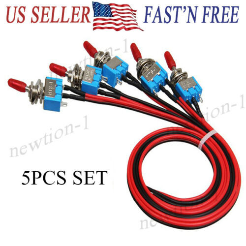 5pcs Spst Mini Toggle Switch Wires On/off Metal Small Automotive/boat/car/truck
