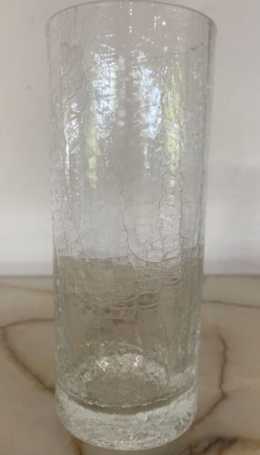 Vintage Crackle Glass 6.5"  Vase  Clear Crackle Glass Diameter Is 2.5"