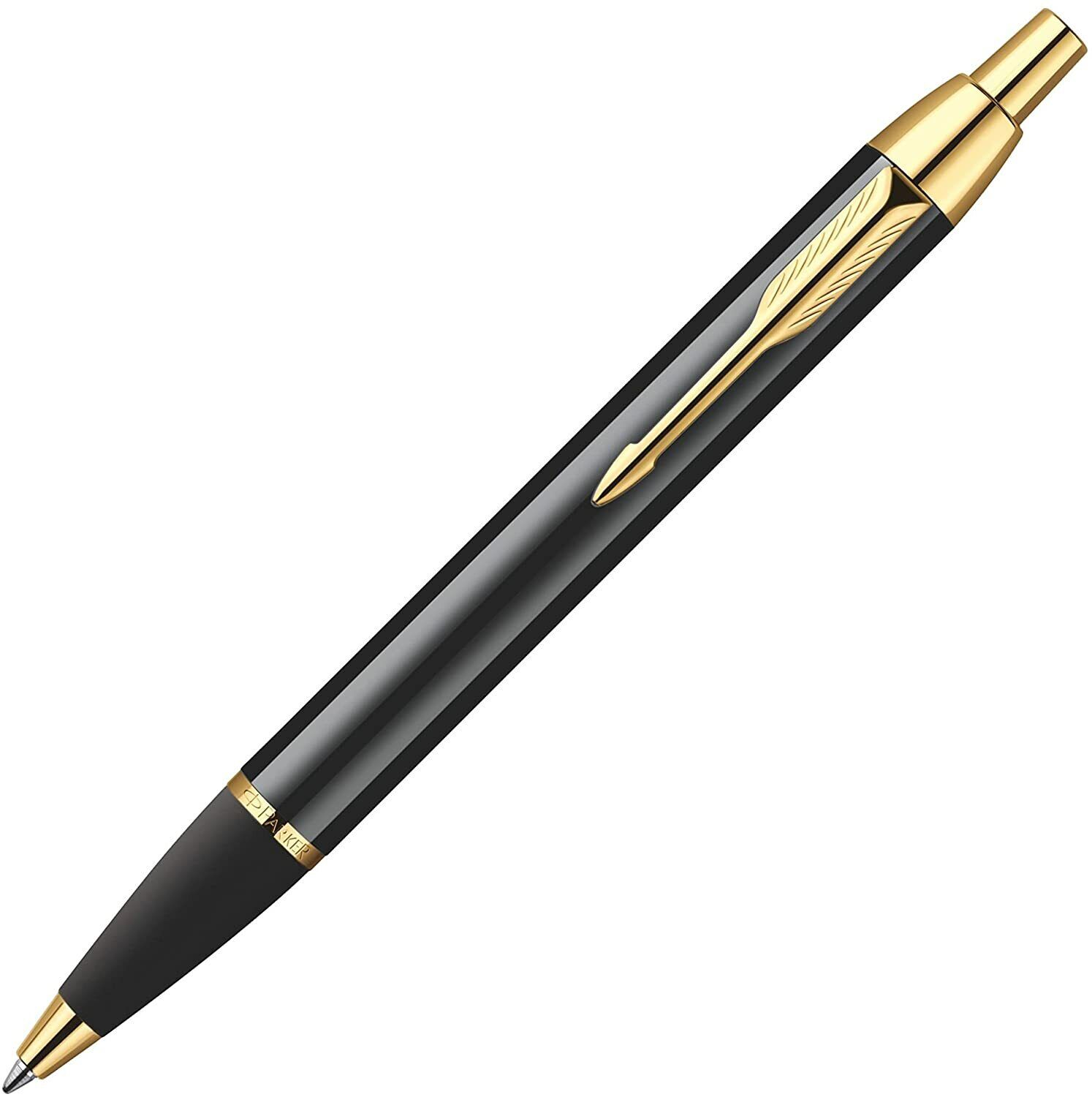 Excellent Parker Im Ballpoint Pen Bright Black Gold Clip 0.7 Ink Blue Refills