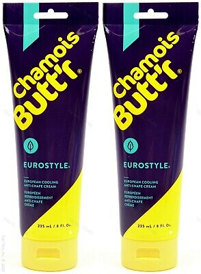 Two (2) Tubes Chamois Butt'r Eurostyle Cooling Cream Bicycle Butter 8oz 235ml