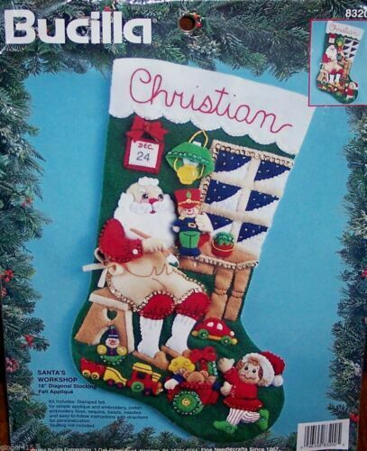 ᗷᑌᑕiᒪᒪᗩ 18" Felt Applique Christmas Stocking Kit 🎄"santa's Workshop" New!