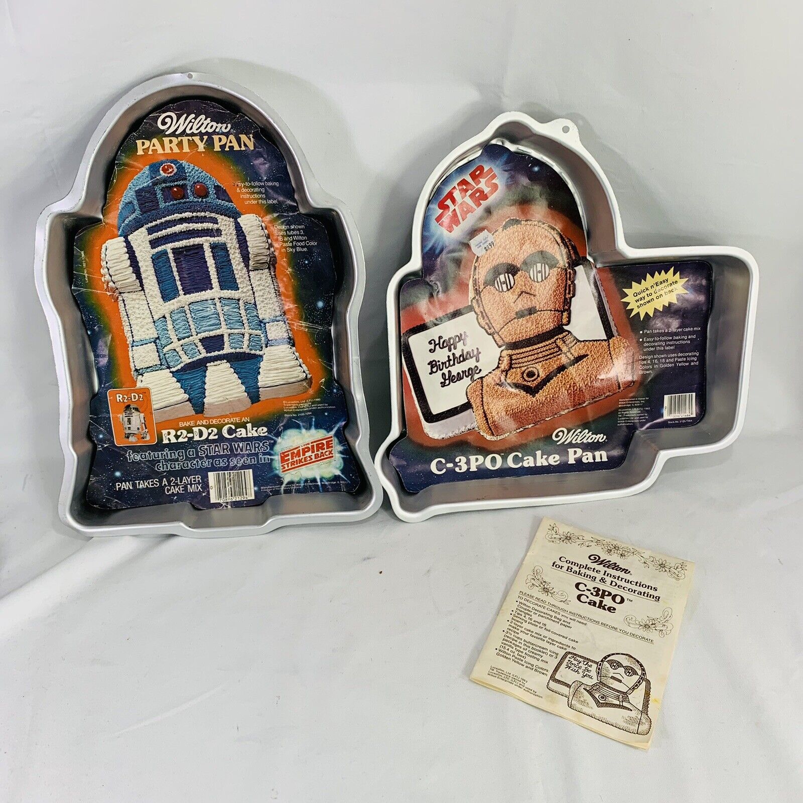 Vintage Wilton Cake Pan 1980's R2d2 Cp3o With Insert Booklet For C3po Star Wars
