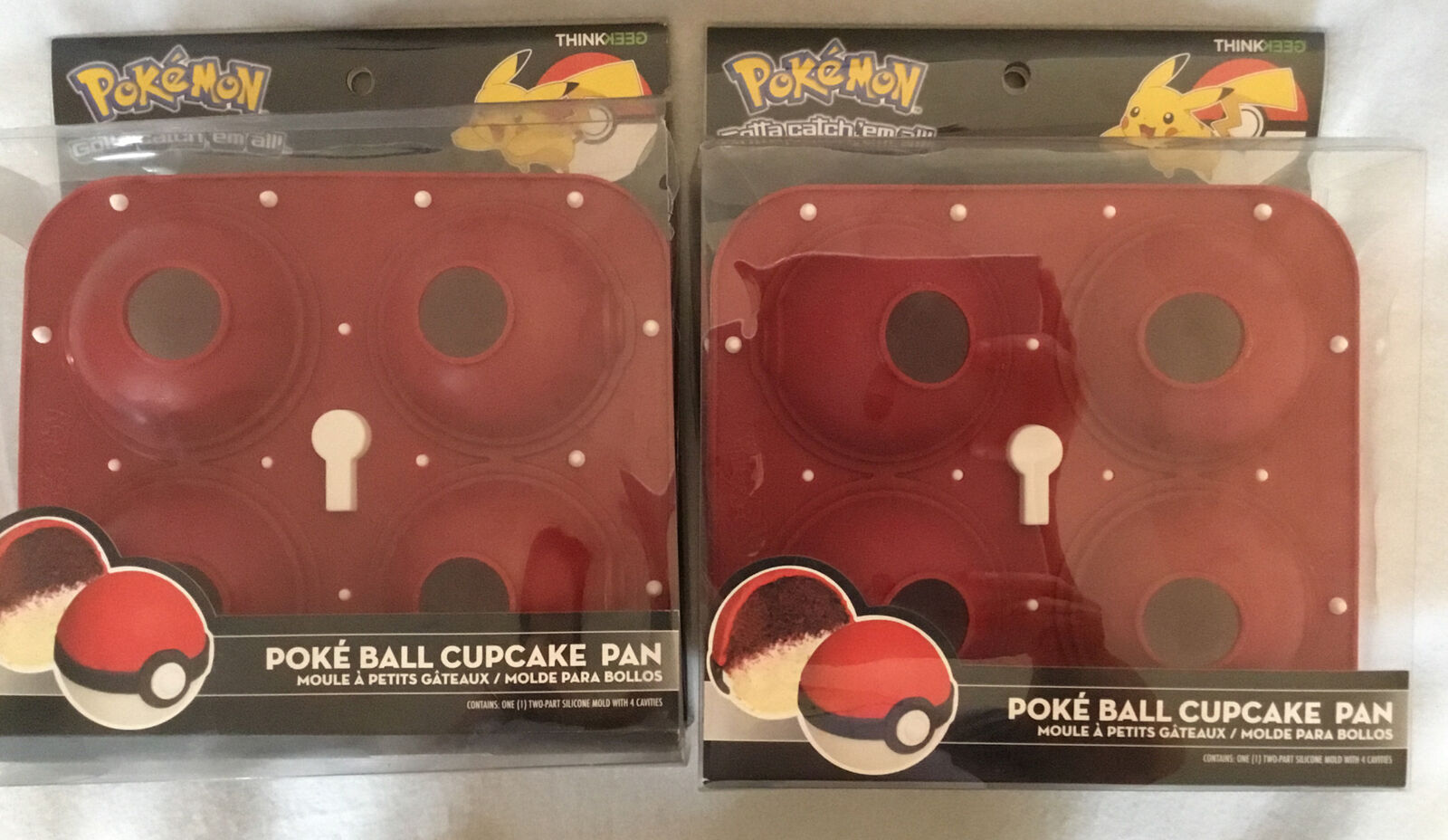 Pokemon Poke Ball Cupcake Silicone Pan Mold 3d Set Of Two