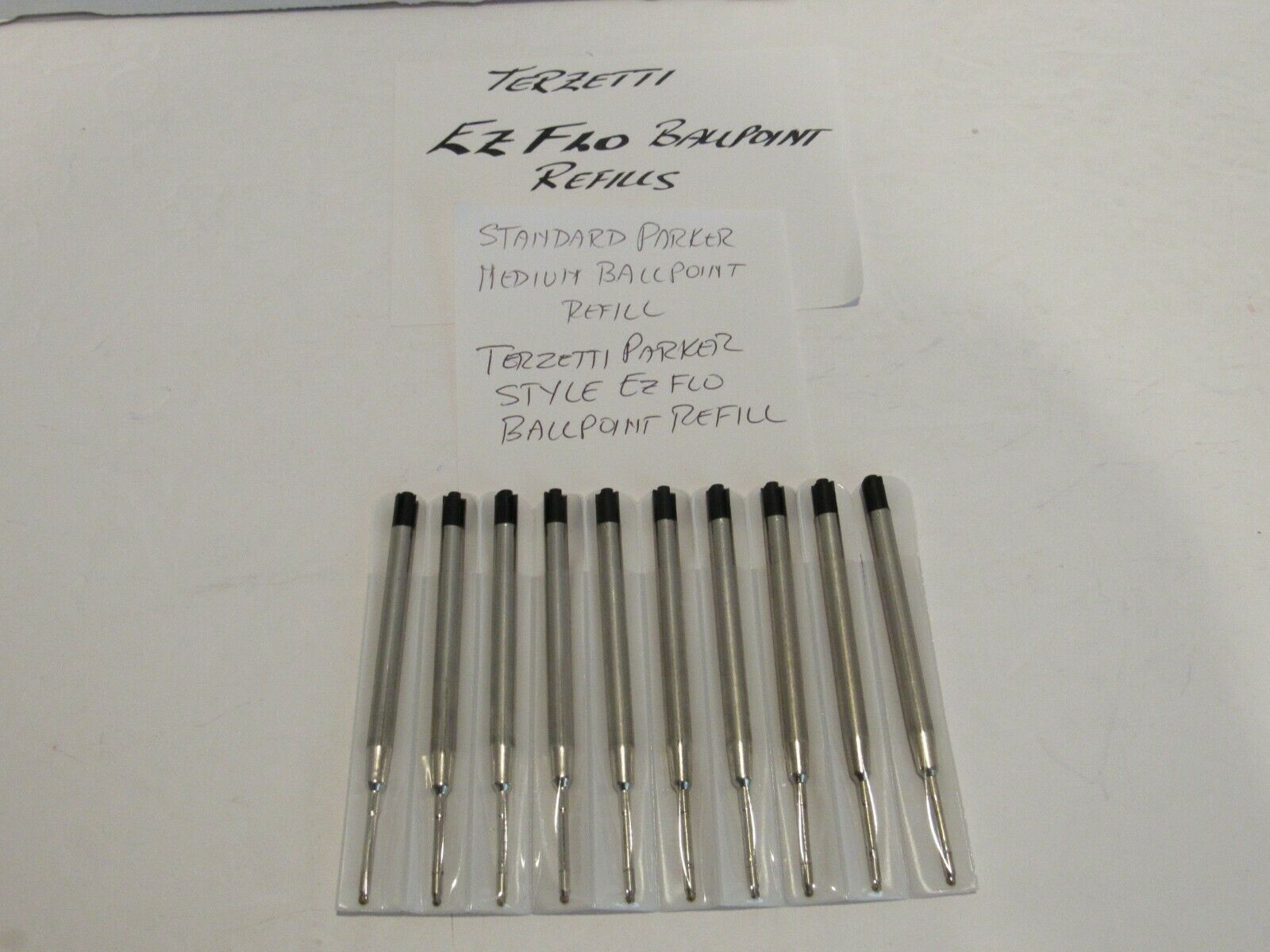 10 Terzetti Ezflo Black Ballpoint Refills+pouch- Fit Parker Pens