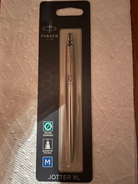 New Parker Jotter Xl Ballpoint Pen, Monochrome Stainless Steel Sealed