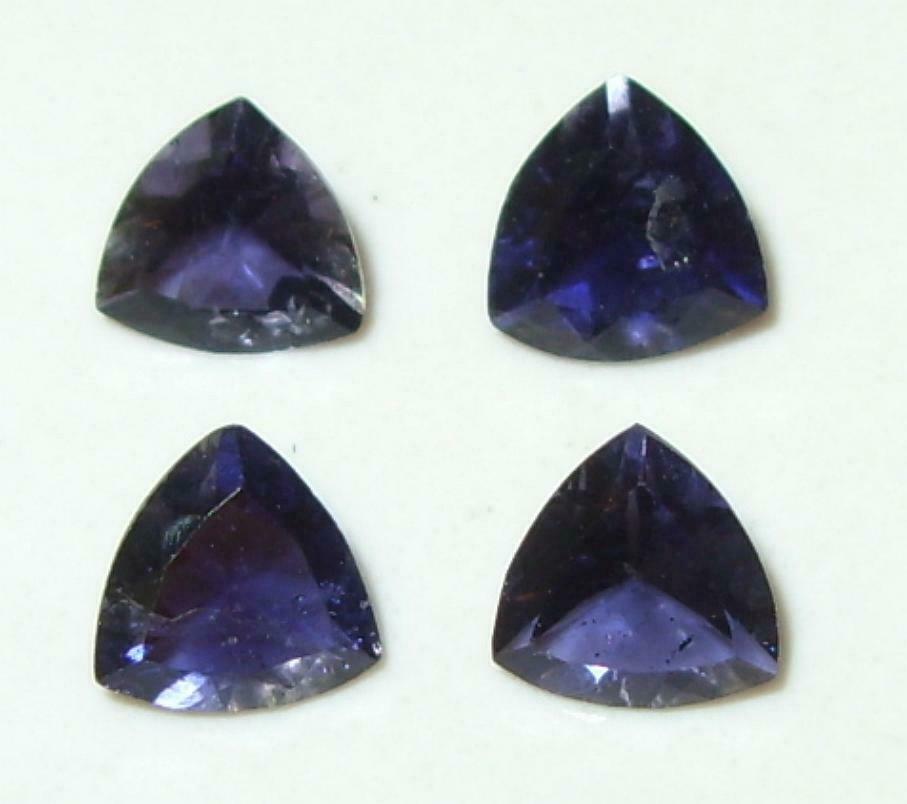 1.33ct Lot 4pcs Natural Blue Purple Zambian Iolite Trillion 5mm Wow *$1nr*