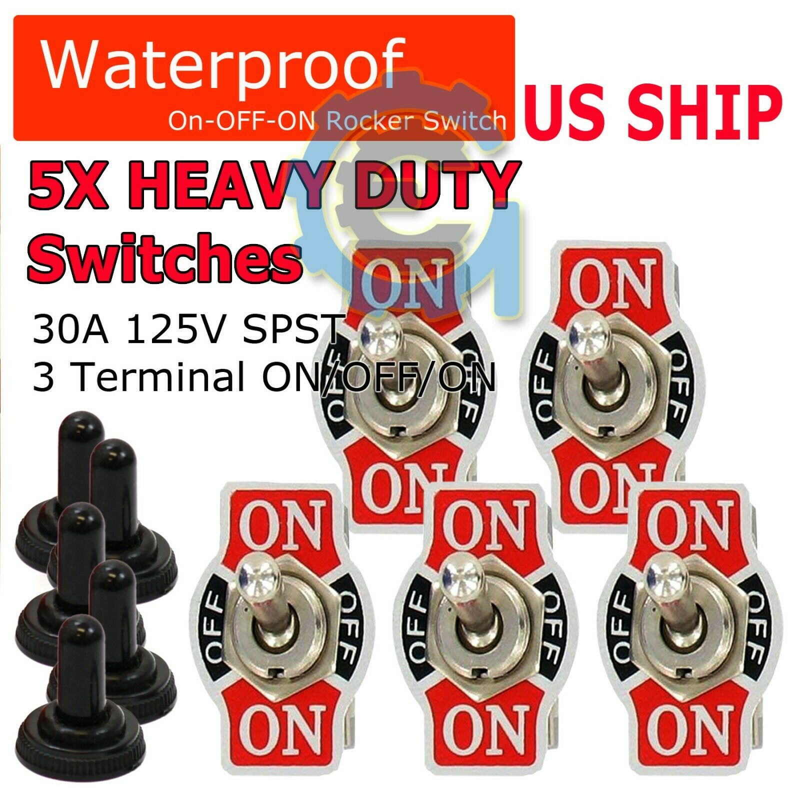 Toggle Switch On/off/on Heavy Duty 20a 125v Spdt 3 Terminal Car Waterproof Boot