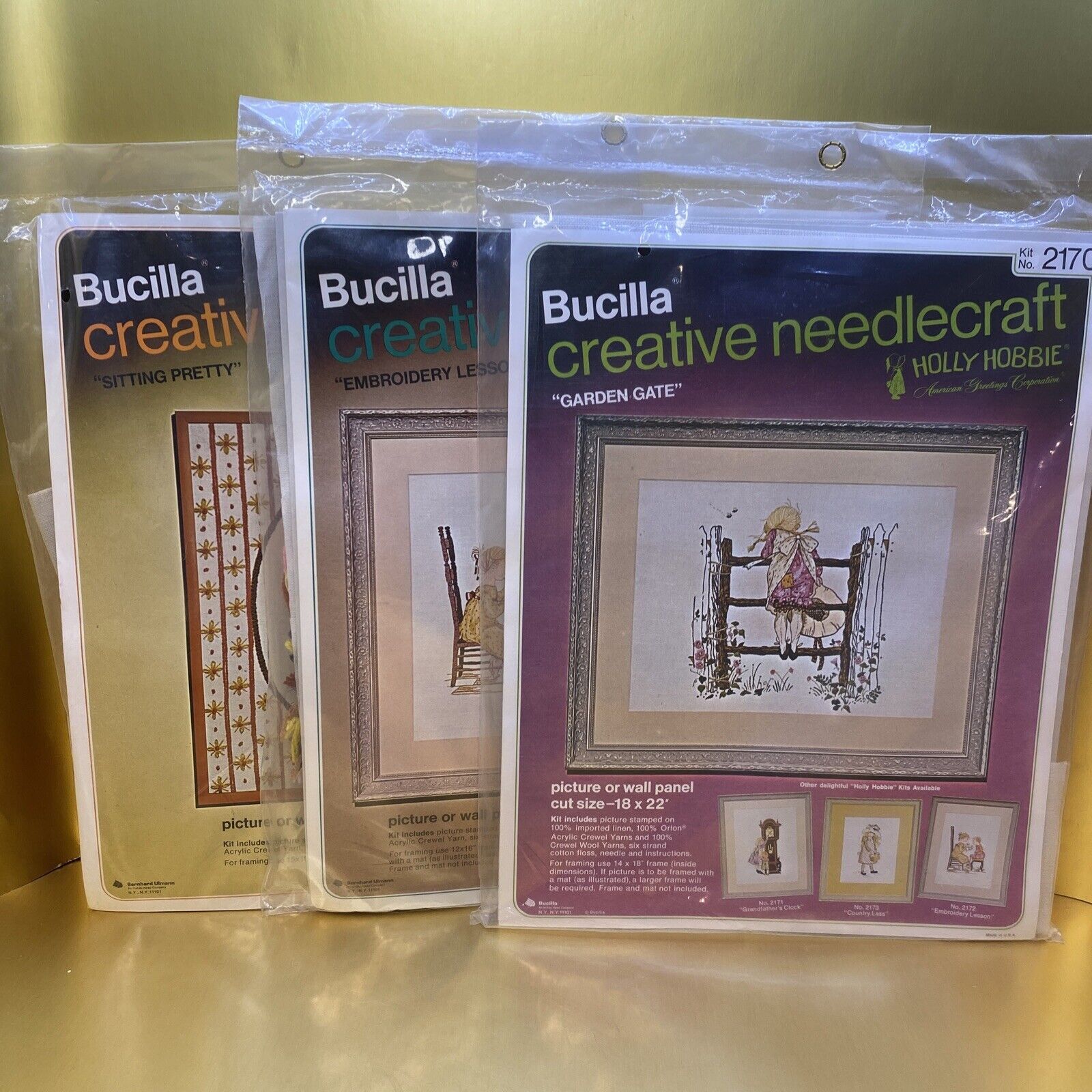Bucilla Lot Crewel Embroidery Kits Vintage Holly Hobbie Lot Of 3 All New!