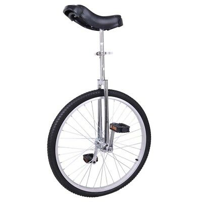 24" Silver Unicycle Cycling Scooter Circus Bike Skidproof Tire Balance Exercise