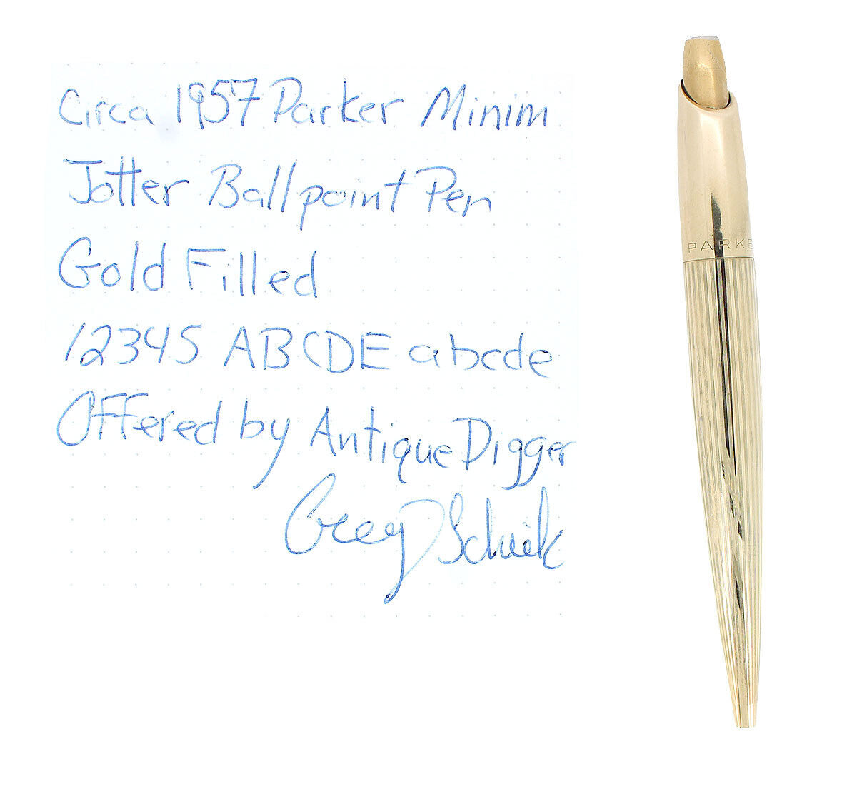 Circa 1957 Parker Minim "shorty" Jotter Gold Plate Ballpoint Pen