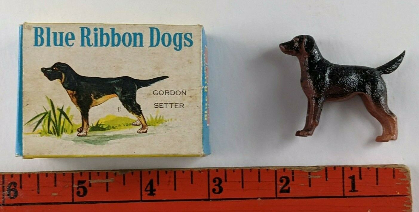 Vintage 1960's Marx Gordon Setter Dog Blue Ribbon Dogs Plastic Figure