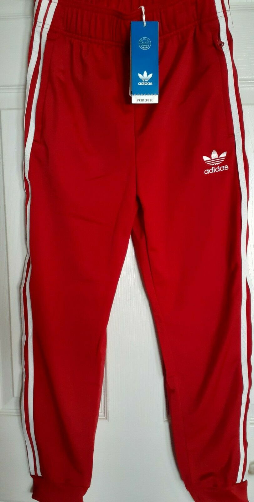 Adidas Originals Sst Track Pants Boys Scarlet White Size Medium Nwt