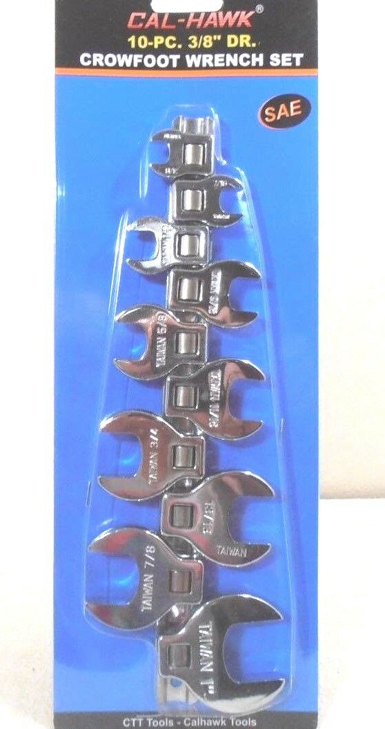 Crowfoot 10pc 3/8" Inch Drive Crowfoot Wrench Set Sae 3/8"-1" Chrome Plated