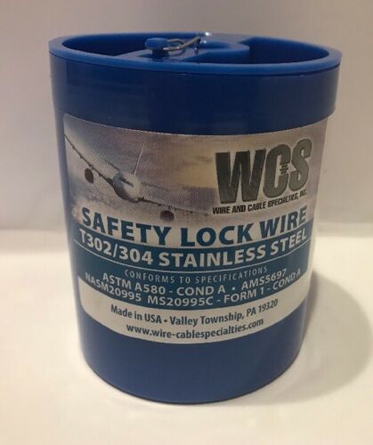 Aircraft Safety Lock Wire Ms20995c32 1 Lb. Roll .032” Diameter T302/304 Ss New